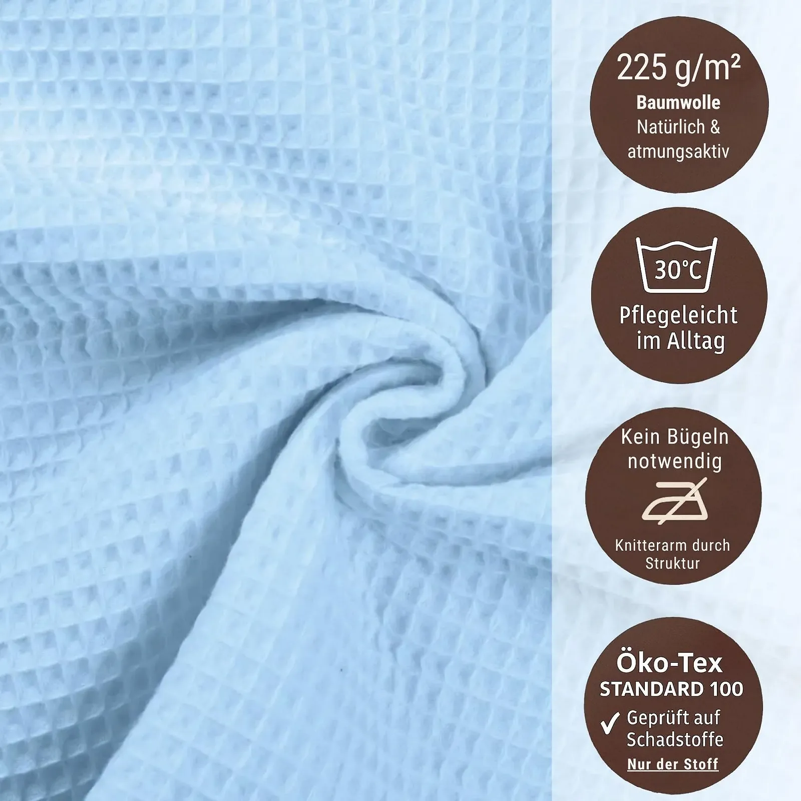 Покрывало Chambry 135 x 200 см, вафельная структура, 100% хлопок, голубой, фото №2