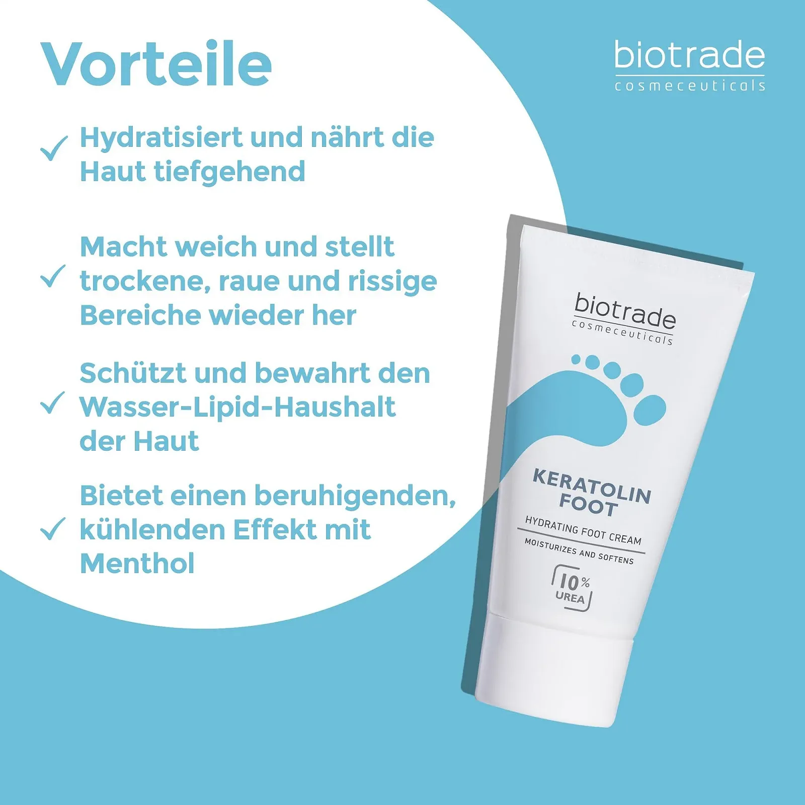 Увлажняющий крем для ног Biotrade Keratolin 10% Urea 50 мл, фото №4