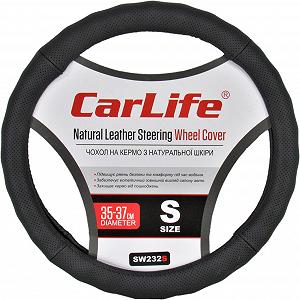 Чохол руля S шкіра чорний 35-37см. CarLife SW232S - Фото 1