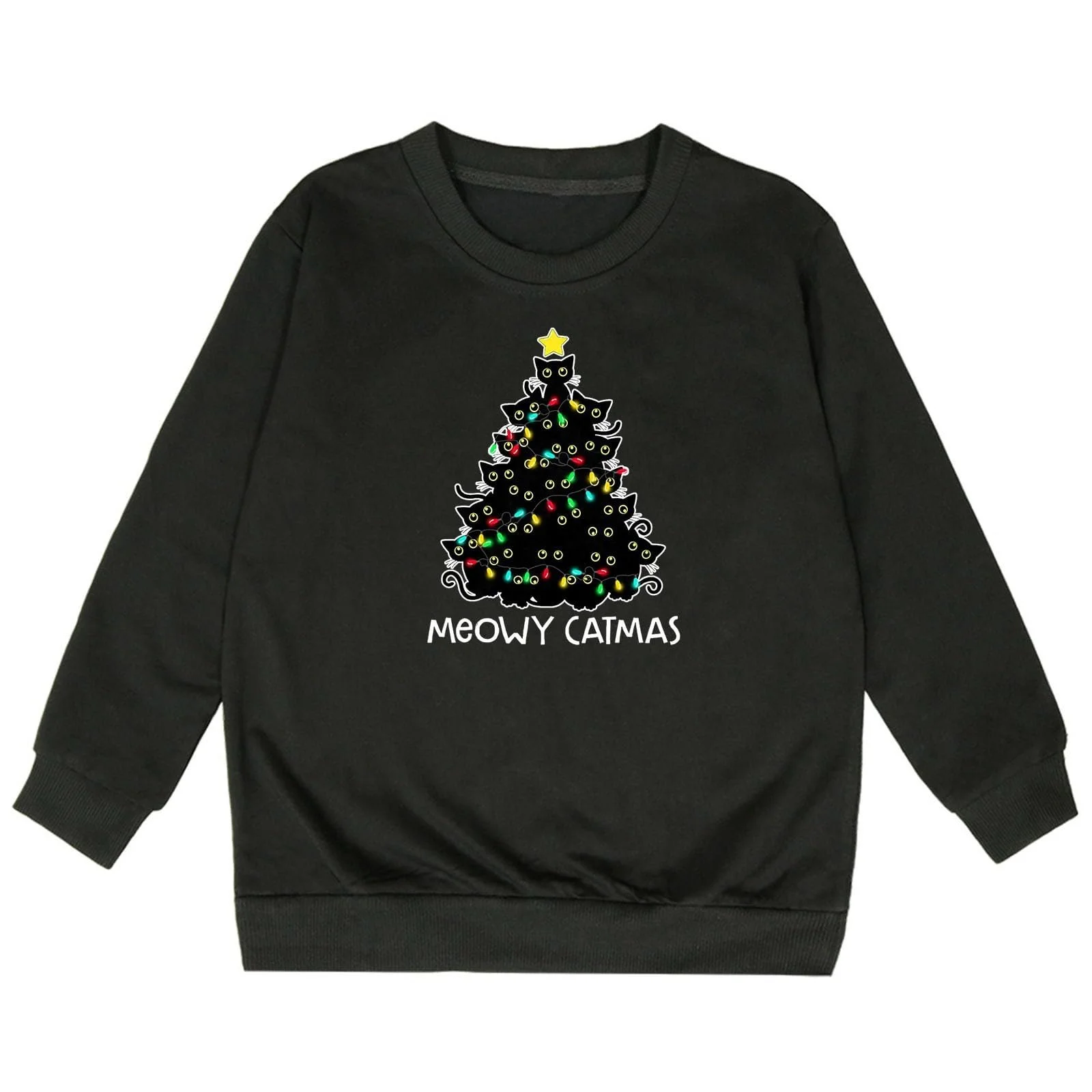 Світшот Різдвяний з принтом та дівчаток, довгі рукава, круглий виріз, фото №2