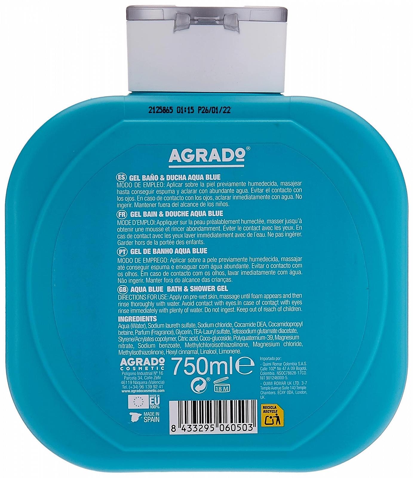 Гель для душу та ванни AGRADO Aqua Blue pH-нейтральний 750 мл, фото №3