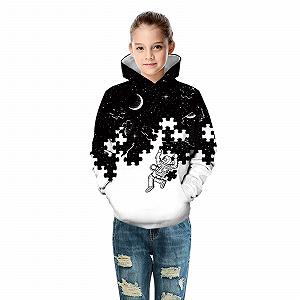 Худи Детский для мальчиков Пуловер с длинными рукавами Осенне-зимний Космический принт Повседневные топы Подростковый свитшот для мальчиков с капюшоном и карманом, большой по размеру, теплый джемпер Streetwear synthetic.ua - Фото 1