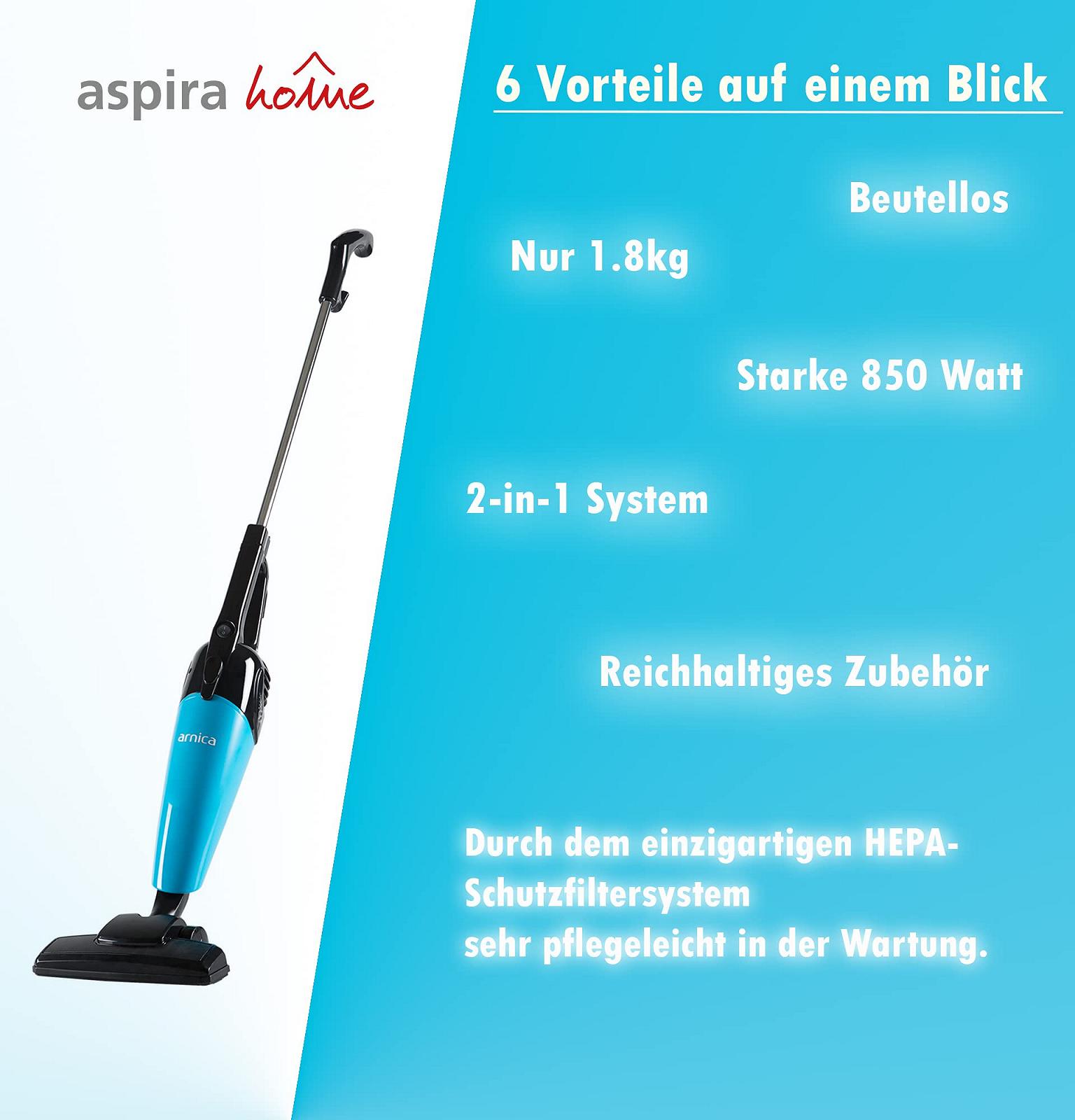 Пилосос Aspira Merlin Pro 2-in-1 Mini з HEPA фільтром (бірюзовий) 1.8 кг, фото №2