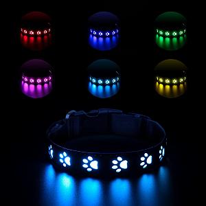 Ошейник LED Light светодиодный аккумуляторный 7 цветов регулируемый S - Фото 1