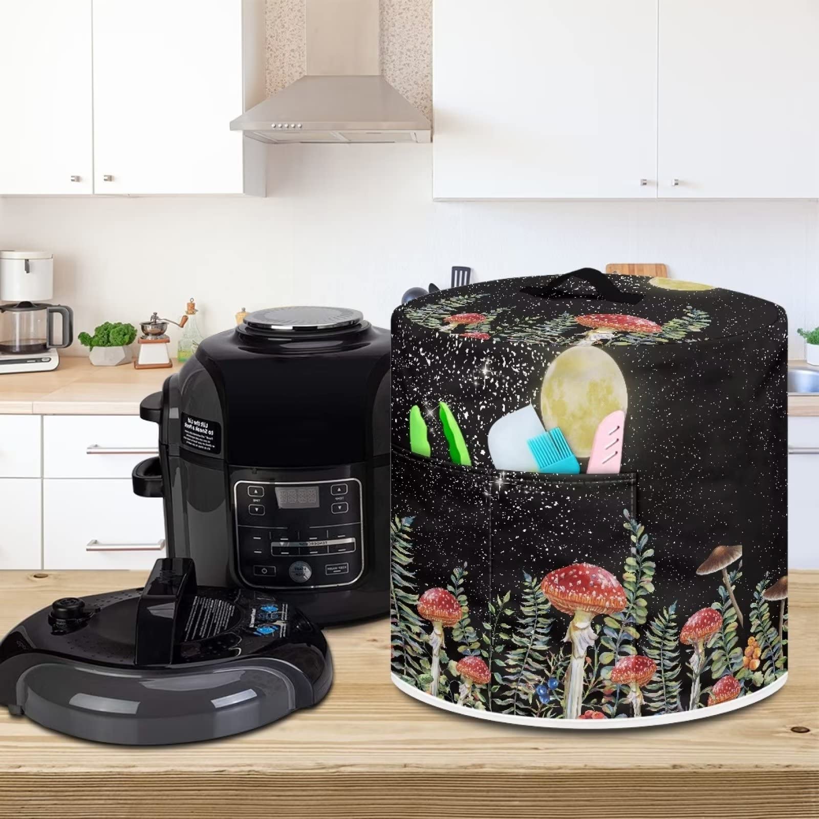 Чехол ZIATUBLES Round Moon Mushroom Flower Print для мультиварки 6qt с 1 карманом, фото №3
