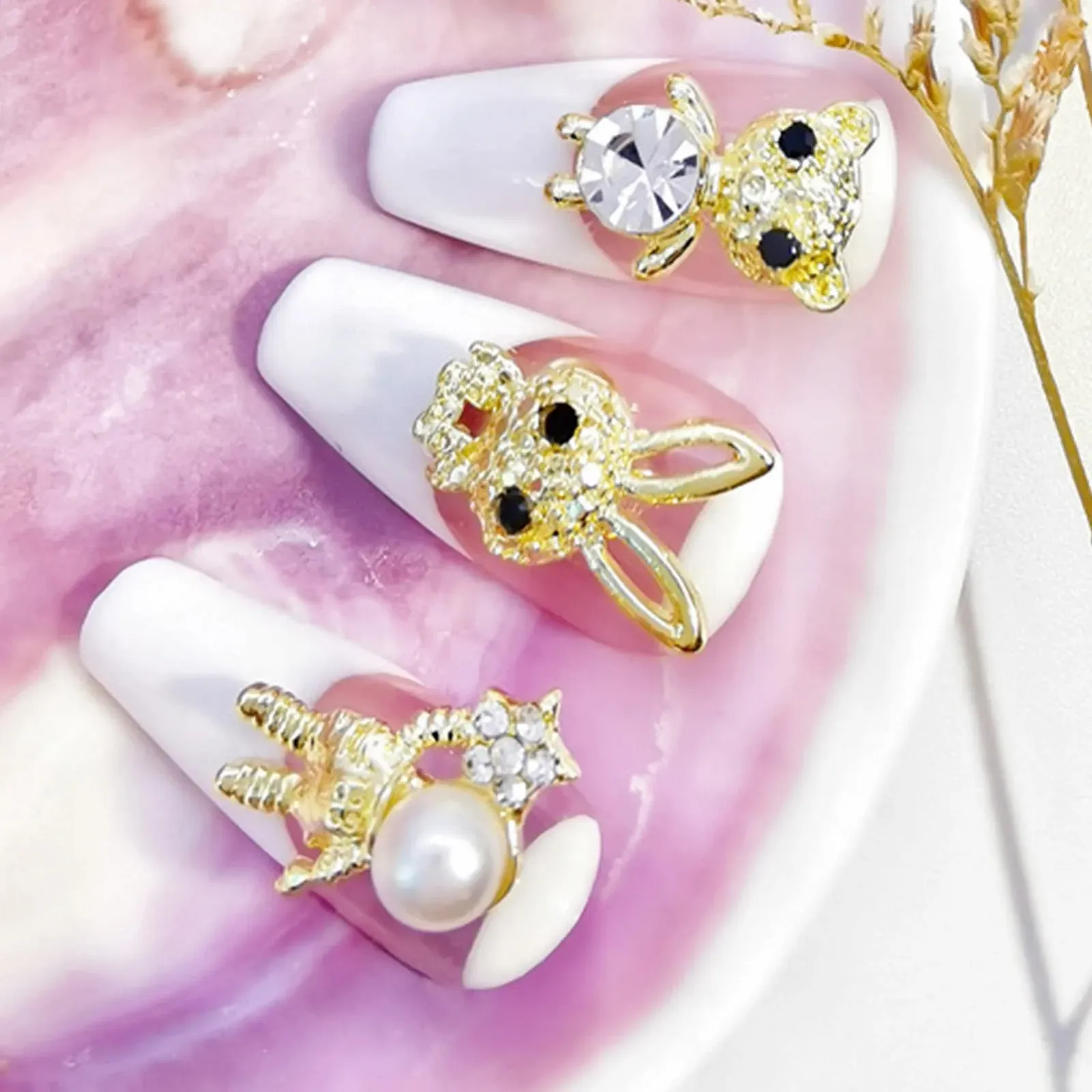 Прикраса для нігтів 3D (10 шт.) Золото Срібло Ведмідь Кролик Астронавт, фото №7