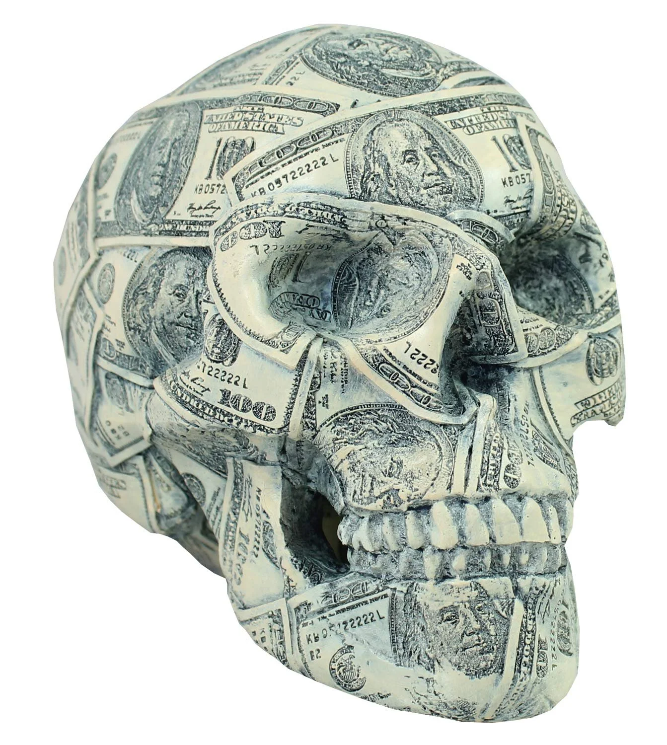 Скарбничка Skull Dollar полірезин 14х12х18 см Чорний/Зелений, фото №1