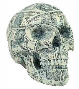 Скарбничка Skull Dollar полірезин 14х12х18 см Чорний/Зелений - Фото 1