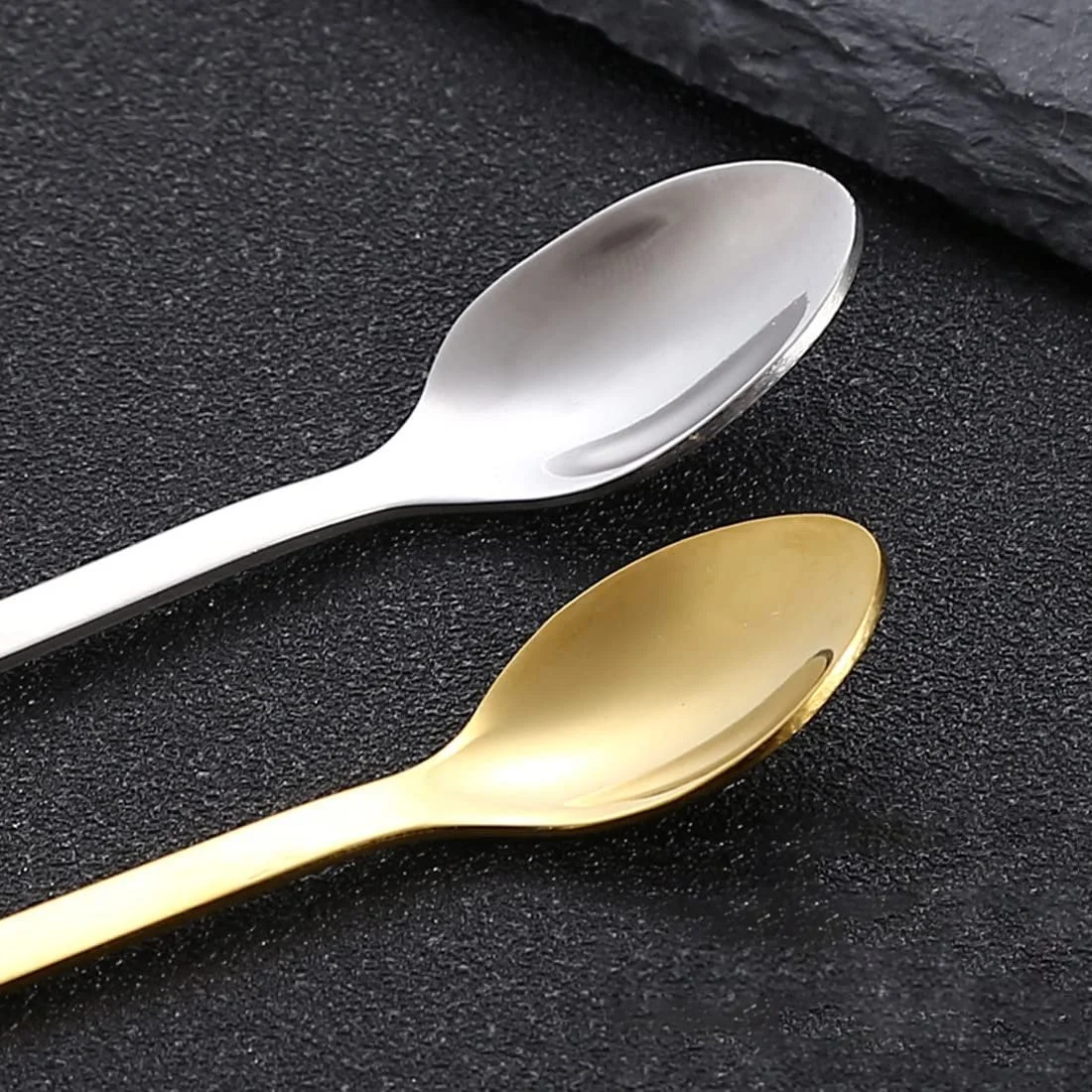 Набір з 2 кавових ложок, котячі чайні ложки, десертні ложки, з нержавіючої сталі, підвісний дизайн кота, для чаю, лате, кави, десертних напоїв, молочного коктейлю (золотий, срібний), фото №2