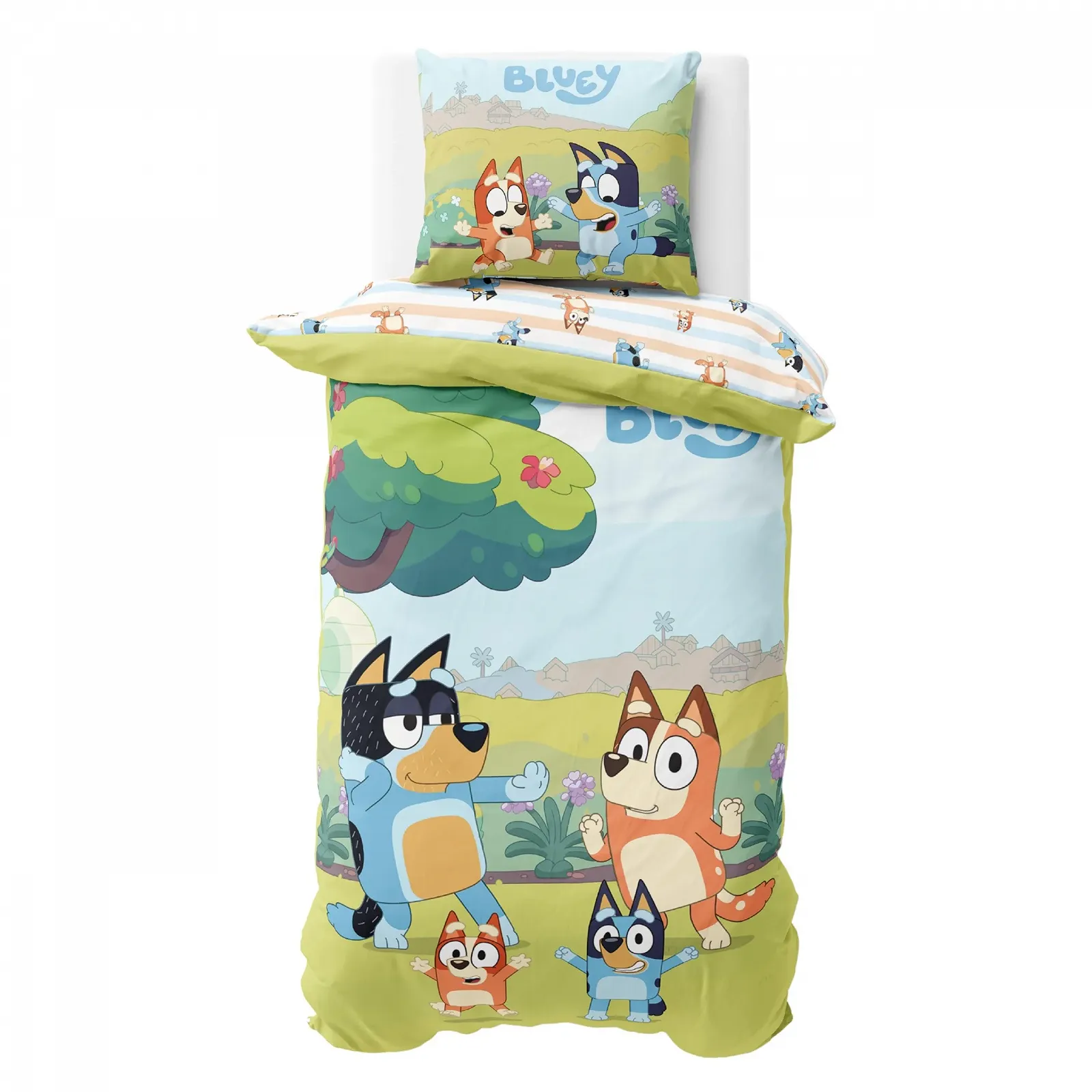 Постельное белье MTOnlinehandel Bluey 135 x 200 см Хлопок для девочек и мальчиков Семейный танец, фото №1