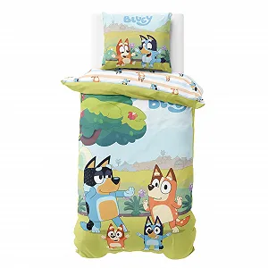 Постельное белье MTOnlinehandel Bluey 135 x 200 см Хлопок для девочек и мальчиков Семейный танец - Фото 1