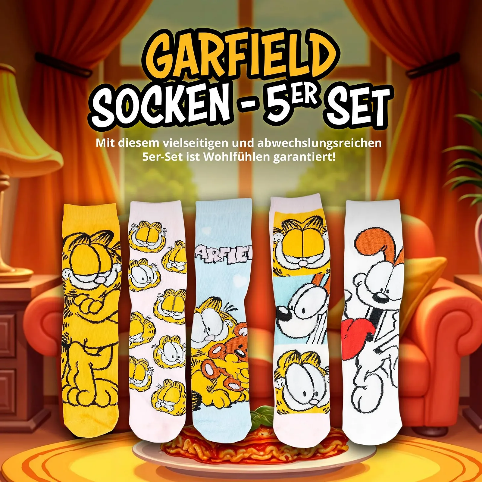 Шкарпетки United Labels Garfield Жіночі 38-43 (5 пар), різнокольорові, фото №2 Шкарпетки United Labels Garfield Жіночі 38-43 (5 пар), різнокольорові, фото №2