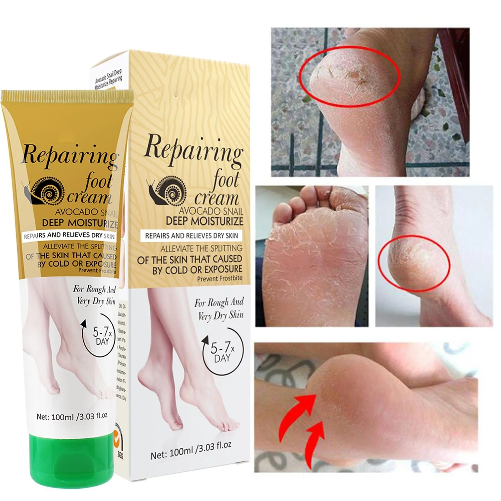 Крем для ног Hydrating Foot Cream увлажняющий против трещин для пяток, коленей и рук, фото №3