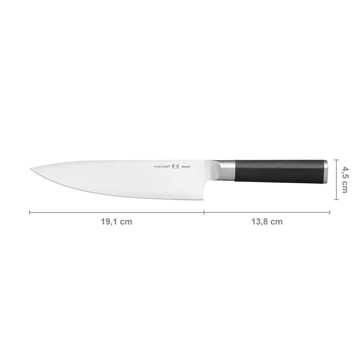 Набір ножів Fiskars Sensei, 5 шт., Ніж шеф-кухаря, Ніж для хліба, Ніж сантоку, Ніж для овочів, Ніж для очищення овочів, нержавіюча сталь з високим вмістом вуглецю/Пластик, Сріблястий/Чорний, фото №12
