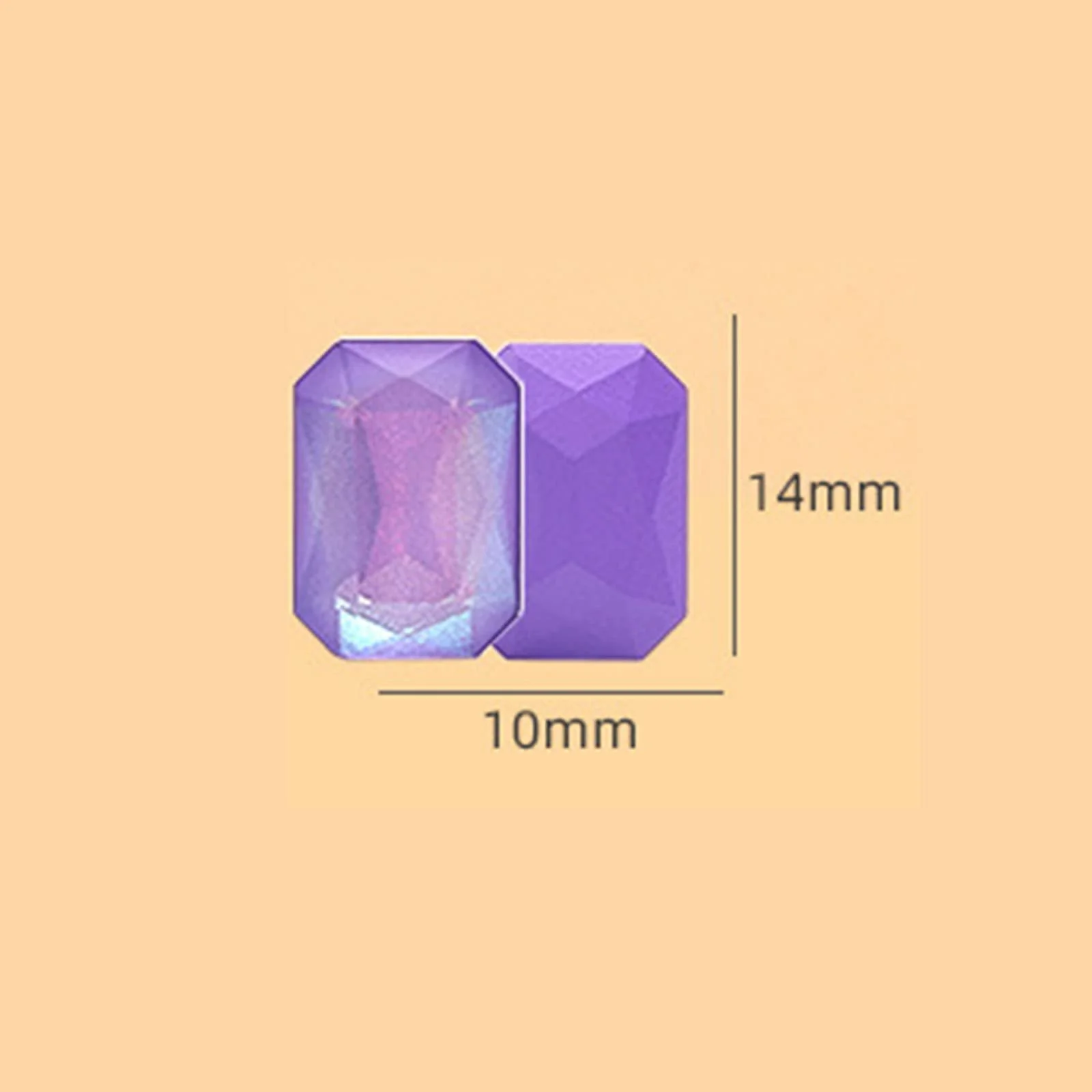 Стрази Прямокутні Восьмикутні Mokka Блискучі, 310 x 14 мм, 36 шт, фото №2