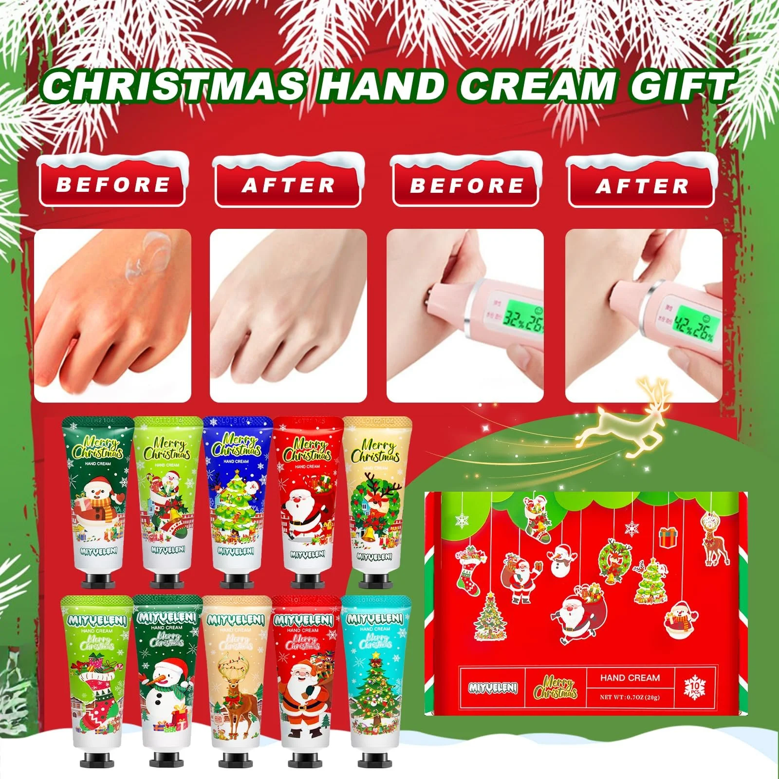 Крем для рук Набір 10 шт Зволожуючий крем для рук для сухої потрісканої шкіри рук і ніг. Подарунок для жінок та мам, фото №4