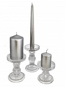 Підсвічник Dual для тонких і товстих свічок скляний 8,5 x 8,5 см synthetic.ua - Фото 1