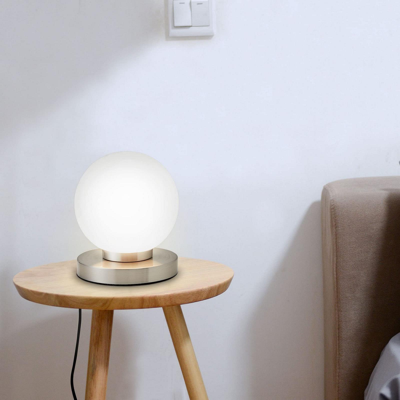 Настільна лампа B.K.Licht Touch Dimmable E14 12.6 x 15.7 см Matte Nickel White, фото №3