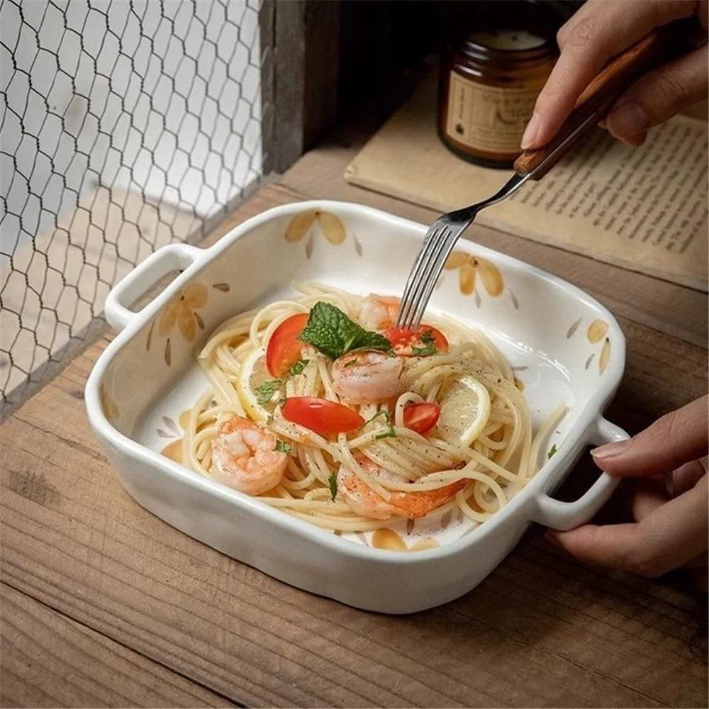 Форма для запекания керамическая квадратная с двумя ручками 710 мл, фото №4 Форма для запекания керамическая квадратная с двумя ручками 710 мл, фото №4