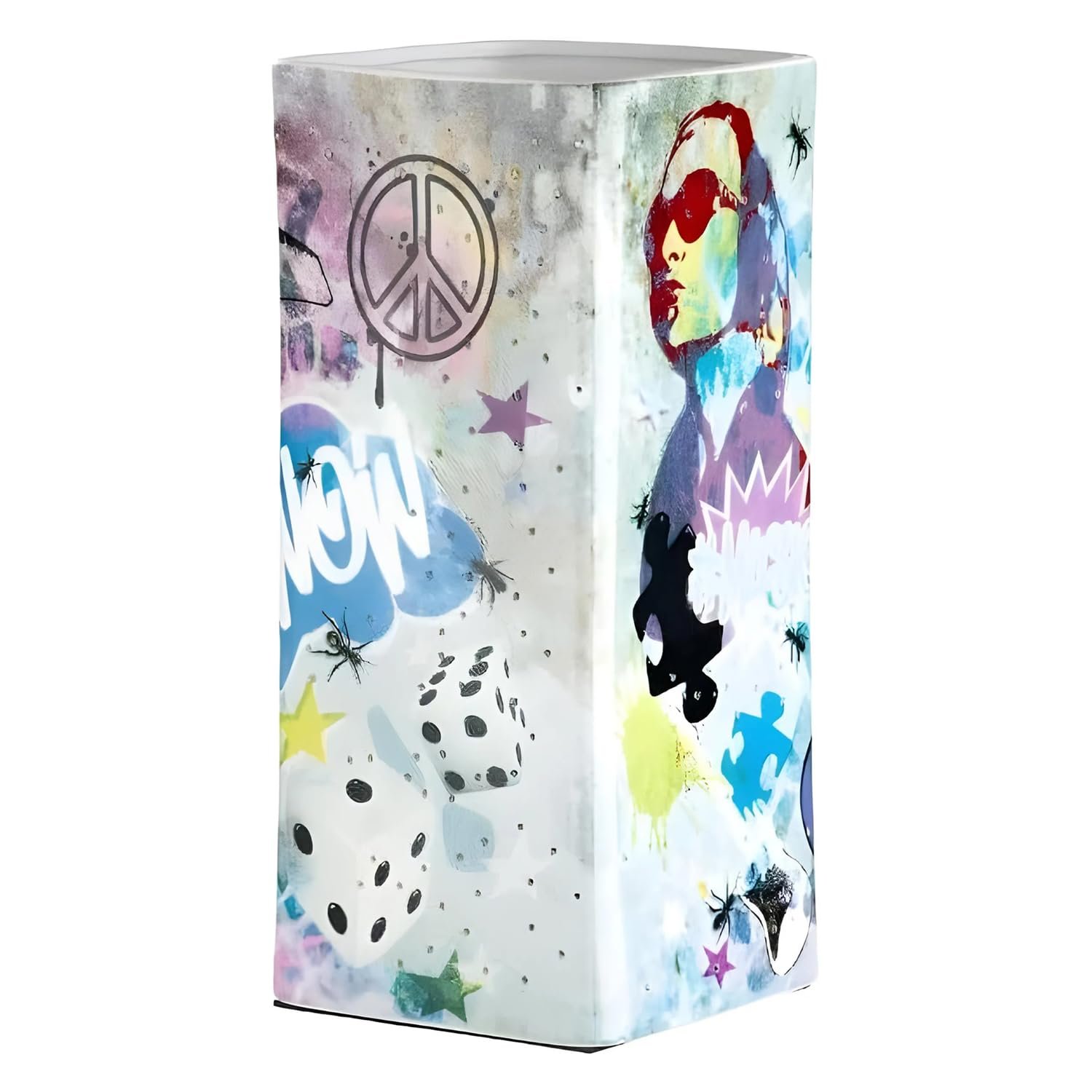 Настільна лампа GILDE Street Art порцелянова з перфорацією біла з кольоровим візерунком 28 см, фото №2