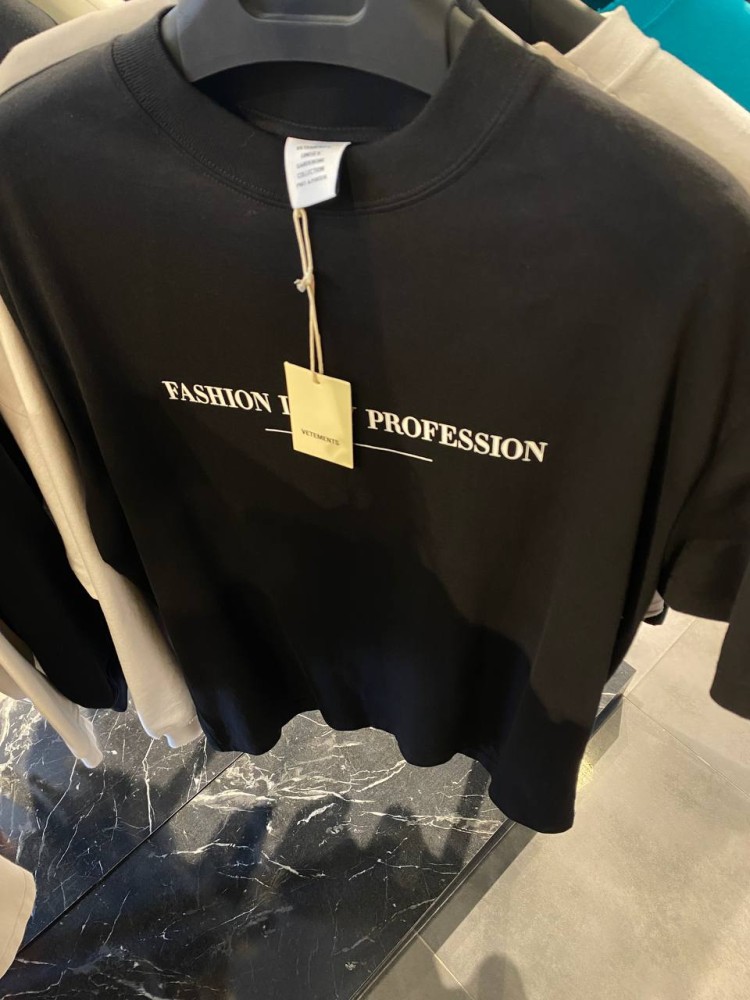 Футболка черная Vetements Slogan Print f594, фото №4