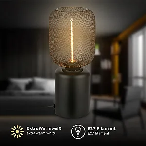 Настольная лампа BRILONER с проволочной сеткой, кабельный выключатель, теплый белый свет, 10 x 25 см, черная synthetic.ua - Фото 1