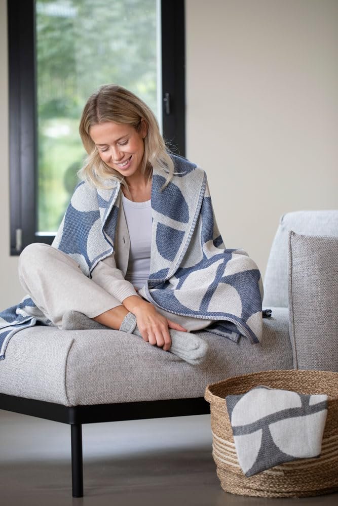 Плед Бавовняний David Fussenegger Ronda 'Halbkreise' 130 x 160 см Морський, фото №5