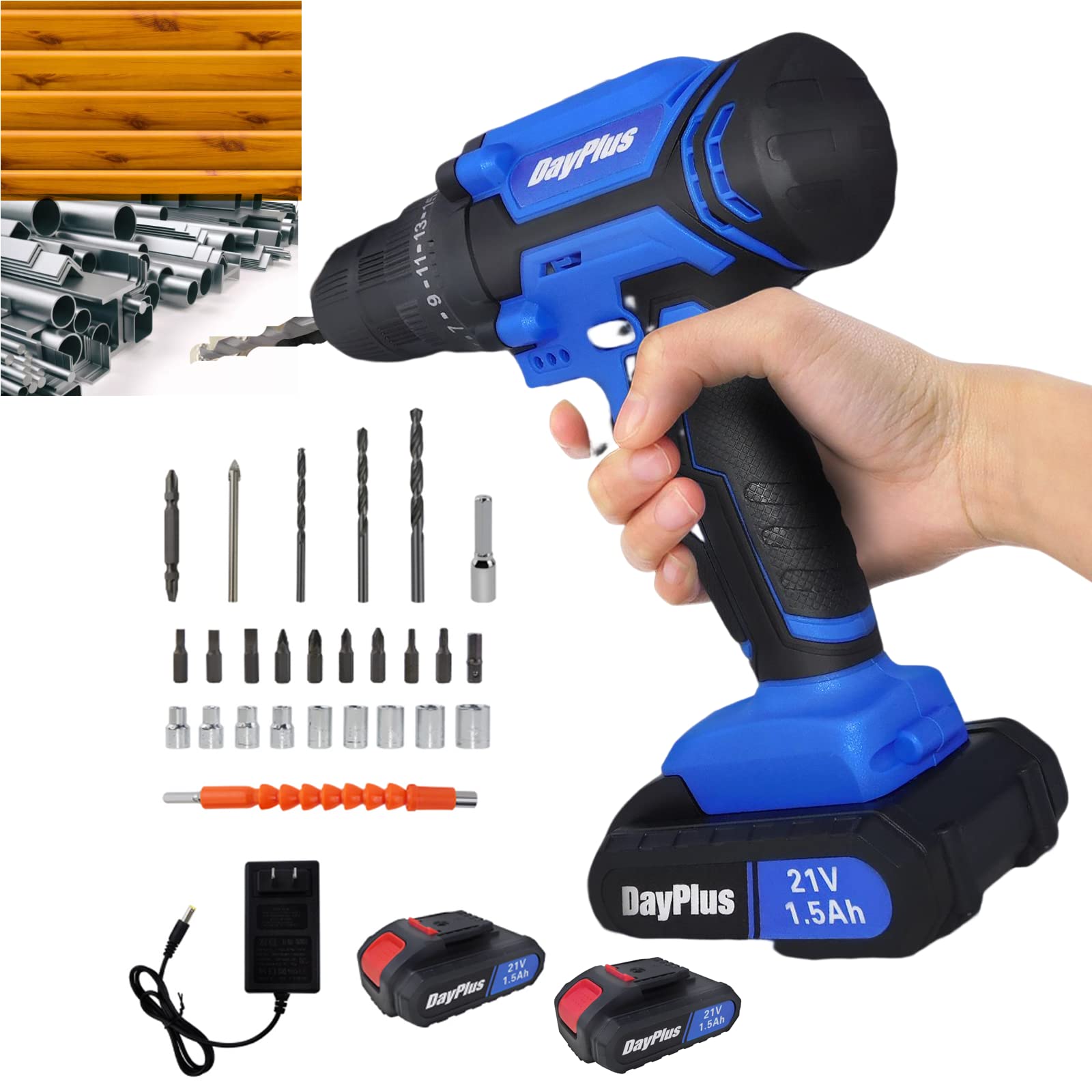 Бездротовий Шуруповерт 310 Ft-lbs 450 Nm 1/2 дюйма з 4 гніздами + 12 драйверних біт + 6.0 Ah акумулятор Безщітковий двигун Змінна швидкість, фото №1