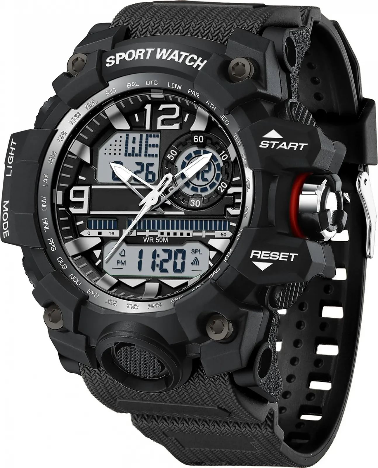 Чоловічий військовий годинник Цифровий спортивний Водонепроникний 12/24 години, фото №1 Чоловічий військовий годинник Цифровий спортивний Водонепроникний 12/24 години, фото №1