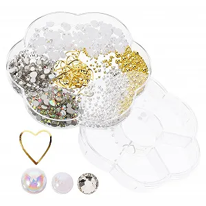 Набір прикрас для нігтів Baluue Перлини 7 gitter, сталеві кульки та стрази для стильного манікюру та грайливого дизайну - Фото 1