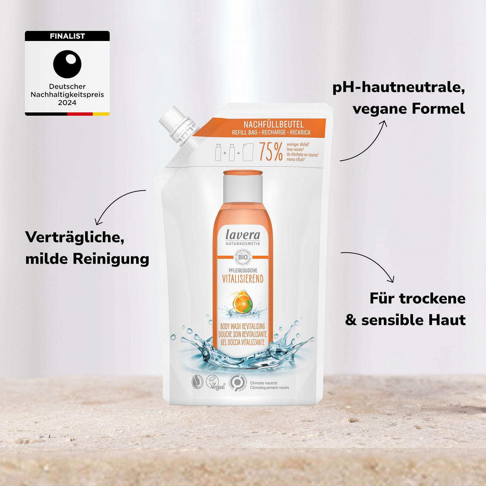 Гель для душа lavera Revitalising Refill Bag с органическим апельсином и мятой 500 мл, фото №1 Гель для душа lavera Revitalising Refill Bag с органическим апельсином и мятой 500 мл, фото №1