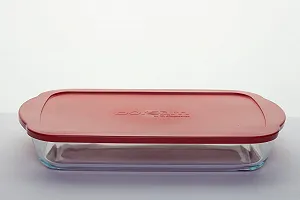 Форма для запікання Pasabahce Borcam 59124 скляна прямокутна з червоною кришкою 40 x 25 см 3.85 л synthetic.ua - Фото 1