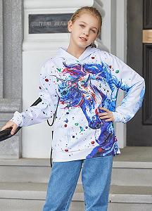 Толстовка Fanient Детская / для мальчиков / для девочек, 3D принт, яркий мультяшный графический рисунок животных, карман, худи для детей 6-16 лет synthetic.ua - Фото 1