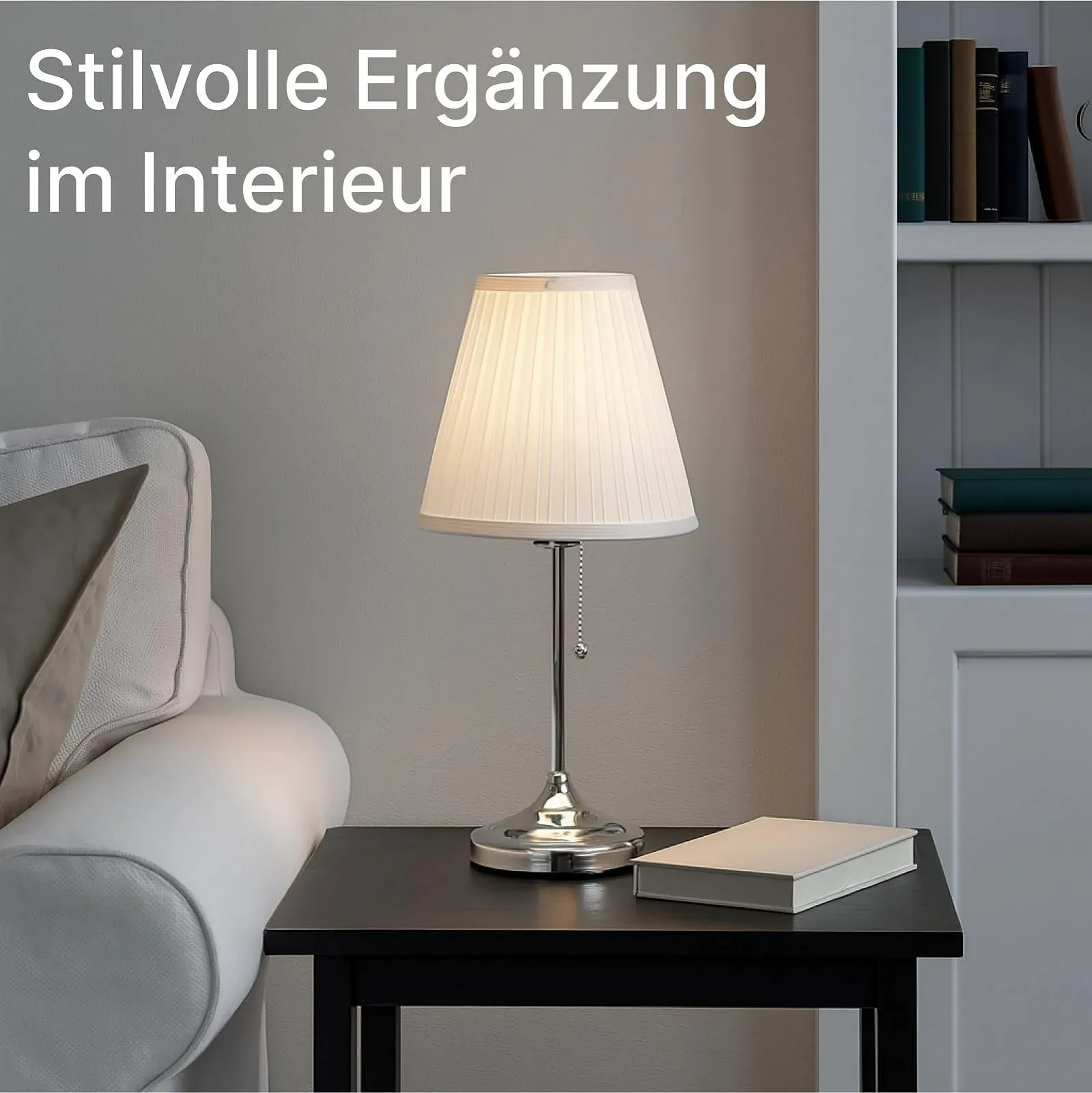 Настільна лампа LED класична декоративна білий текстильний абажур з кабелем, фото №8