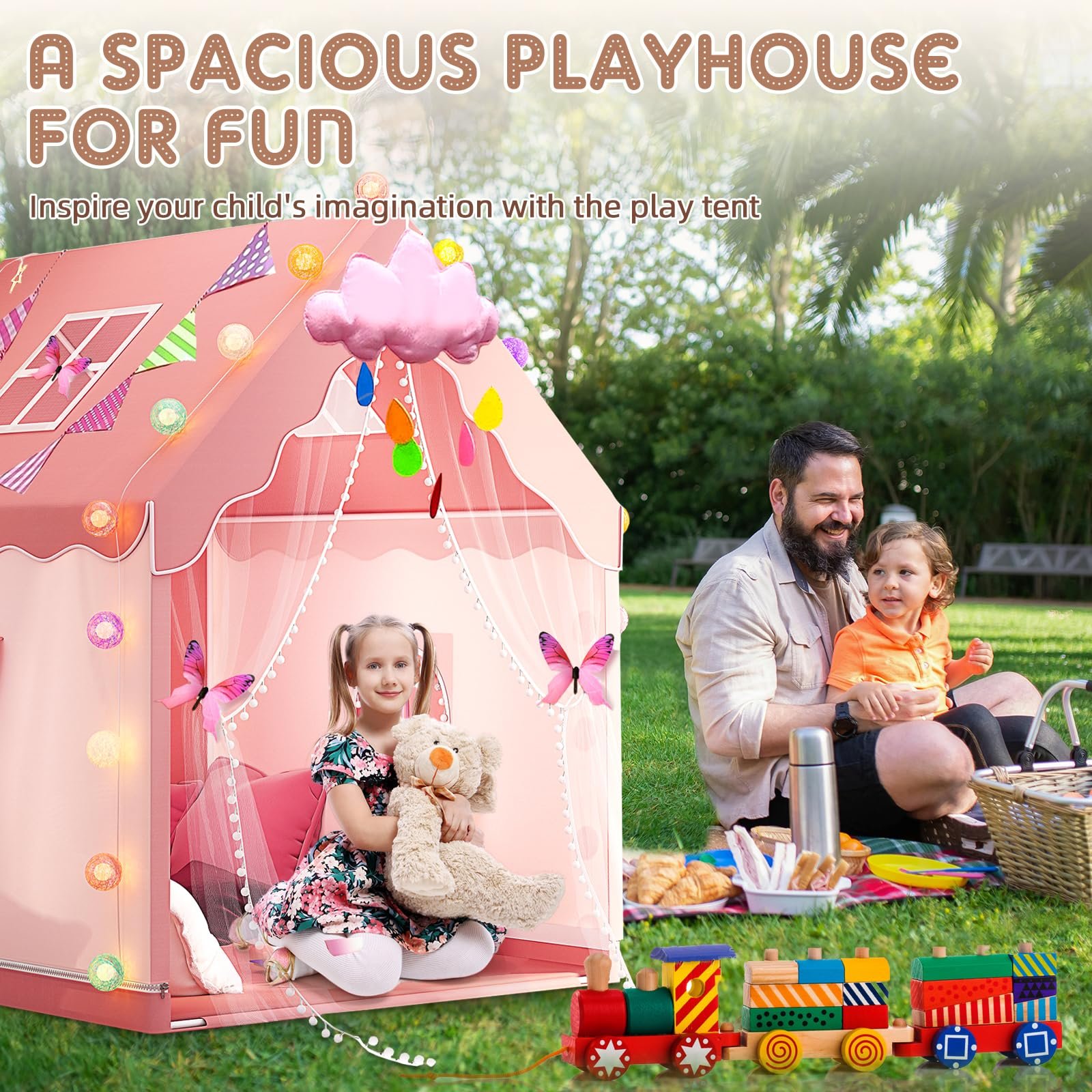 Детская палатка Star Lights & Mat Large Princess с окнами девочки, фото №7