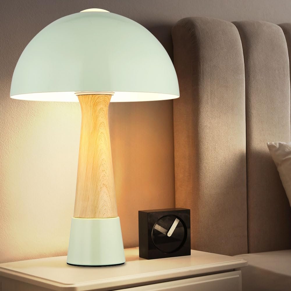 Настільна лампа Nowa LED під дерево ретро гриб метал 7 Вт 806 лм тепле біле світло 25 x 36.5 см зелена, фото №2