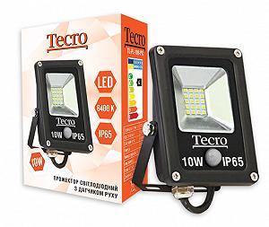 Светодиодный прожектор Tecro TL-FL-10B-PR 10W 6400K с датчиком движения - Фото 1