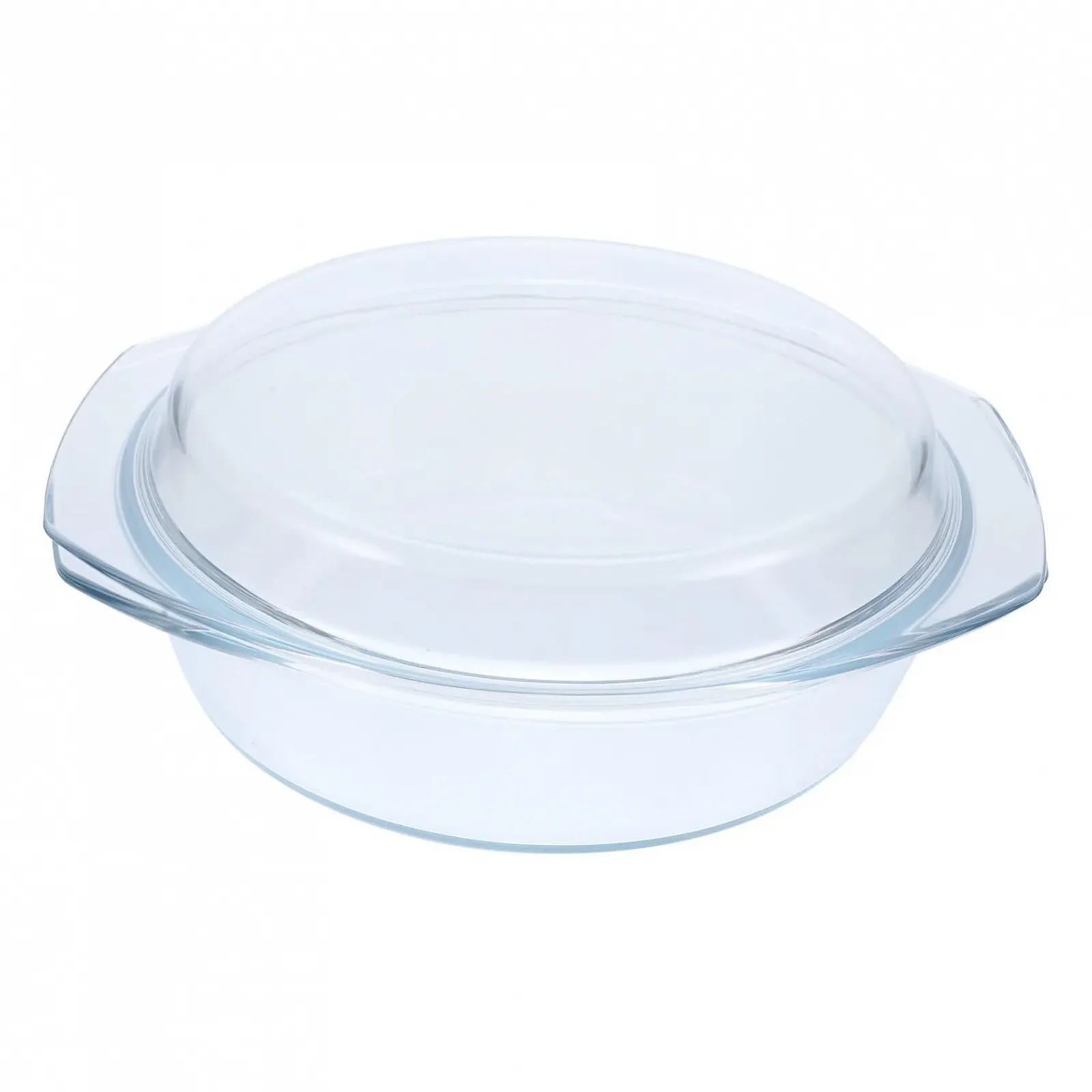 Скляна форма для запікання Gatuida з кришкою кругла прозора для мікрохвильової печі та духовки, фото №1