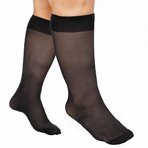 Женские гольфы 6 пар 15 Denier Дышащие нейлоновые гольфы для женщин Большие размеры Прозрачные нейлоновые чулки Тонкие чулки Дышащий удобный пояс Черный и телесный цвет - Фото 1