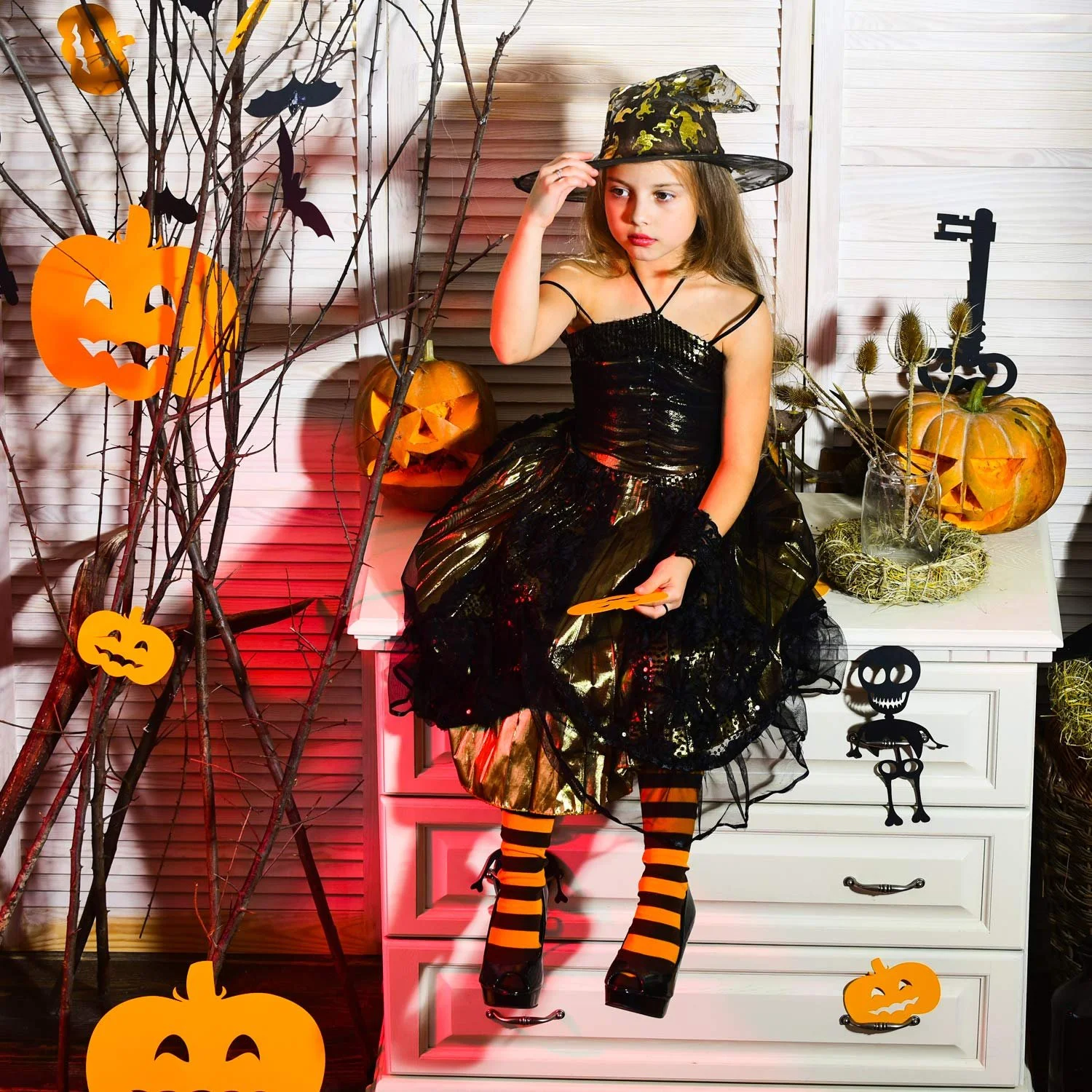 Гольфи SATINIOR Halloween для жінок, помаранчево-чорні, вище коліна, One Size, фото №3 Гольфи SATINIOR Halloween для жінок, помаранчево-чорні, вище коліна, One Size, фото №3