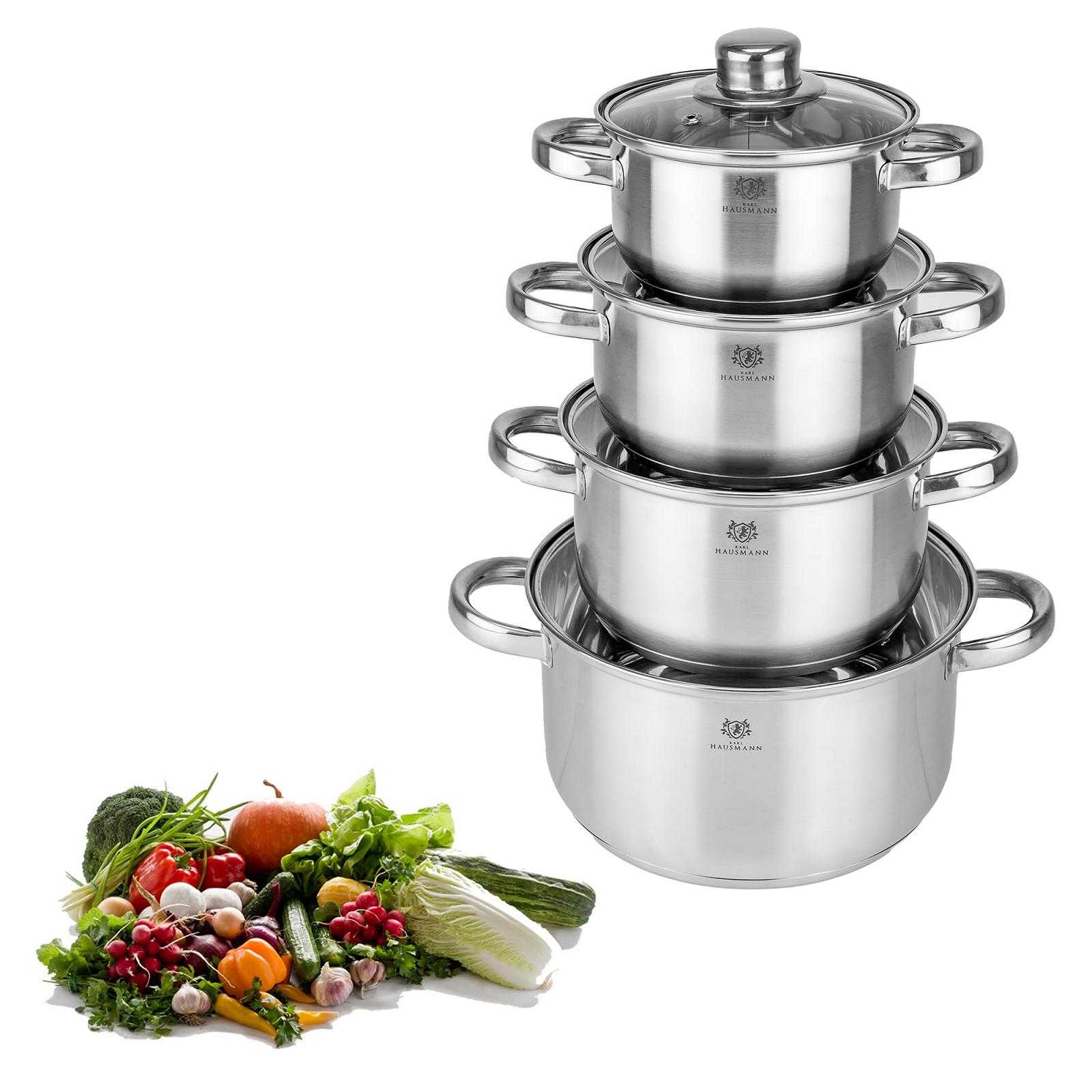 Набор кастрюль Karl Hausmann Linda 5 штук нержавеющая сталь стекло, фото №1 Набор кастрюль Karl Hausmann Linda 5 штук нержавеющая сталь стекло, фото №1