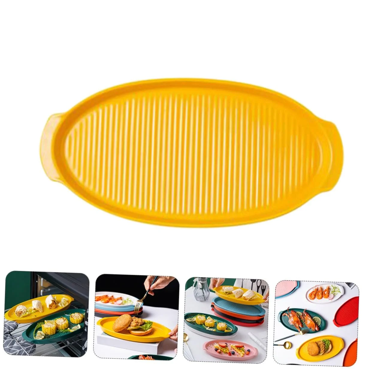 Форма для запекания керамическая Cabilock Овальная с ручками Желтая, фото №5