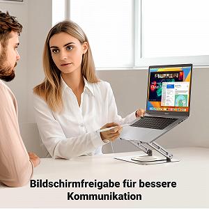 Подставка для ноутбука UGREEN, вращение на 360 градусов, регулируемая по высоте, складная подставка для ноутбука, эргономичная, вентилируемая подставка для ноутбука, совместима с MacBook, Air, Pro, всеми ноутбуками 10-17,3 дюймов, серая synthetic.ua - Фото 1