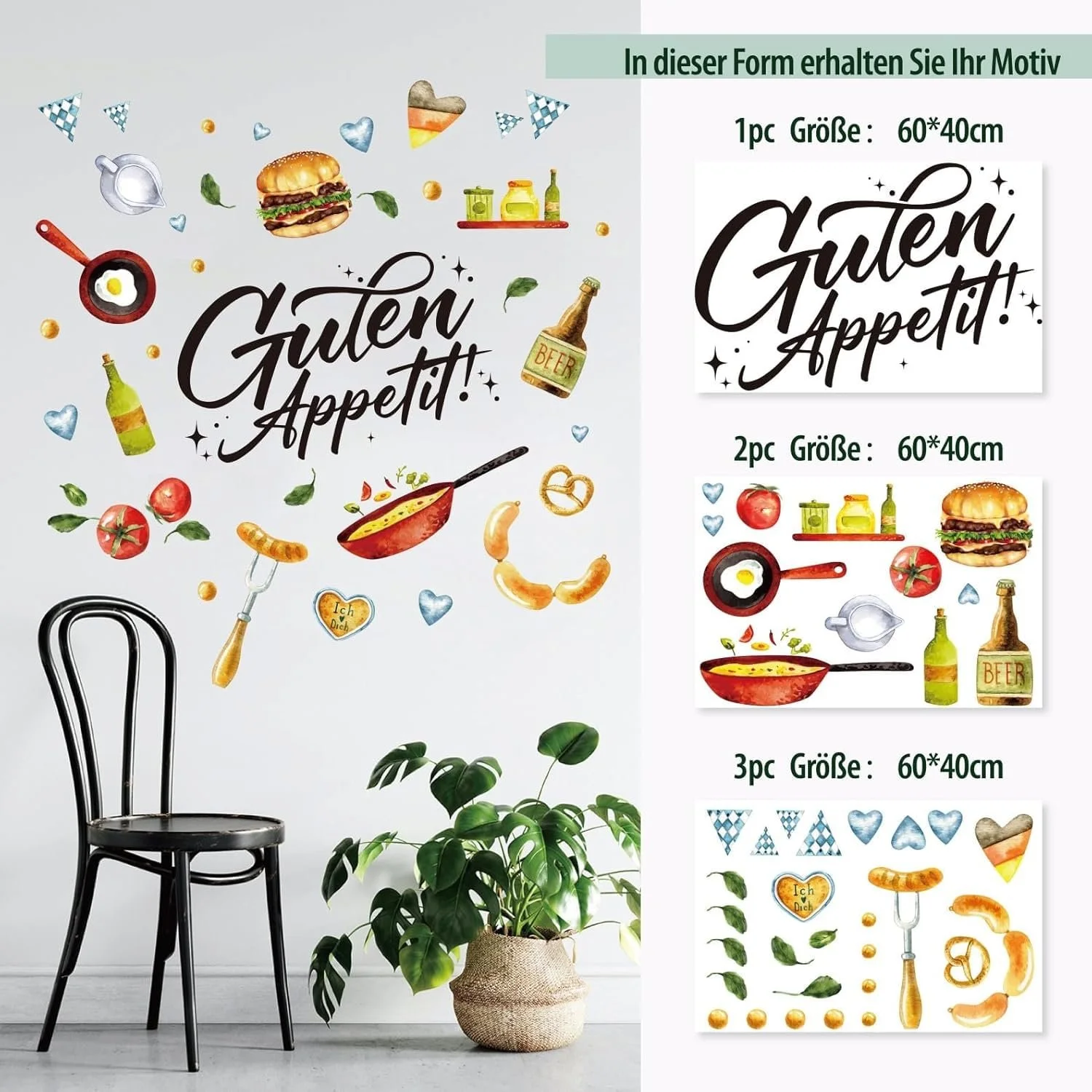 Набор наклеек на стену Bon Appetit Sausage Bread Cooking 40 шт., фото №2