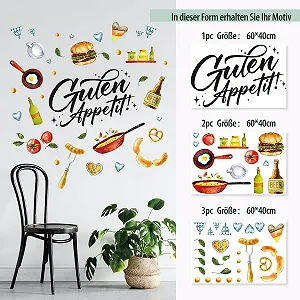 Набор наклеек на стену Bon Appetit Sausage Bread Cooking 40 шт. synthetic.ua - Фото 1