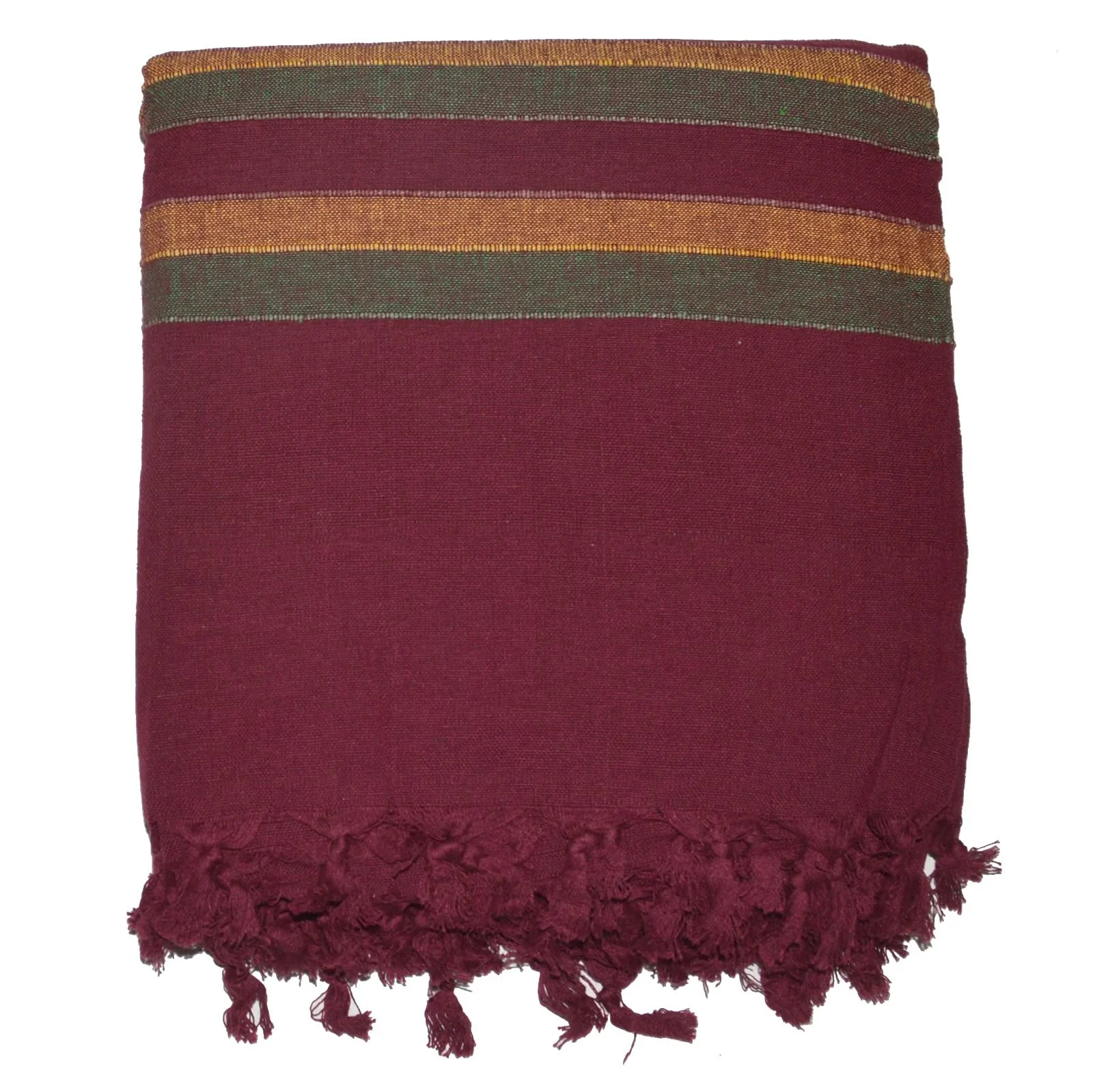 Покривало на ліжко Orientalhaus Nepal Бавовна (Вино-червоний/Зелений/Жовтий), фото №1