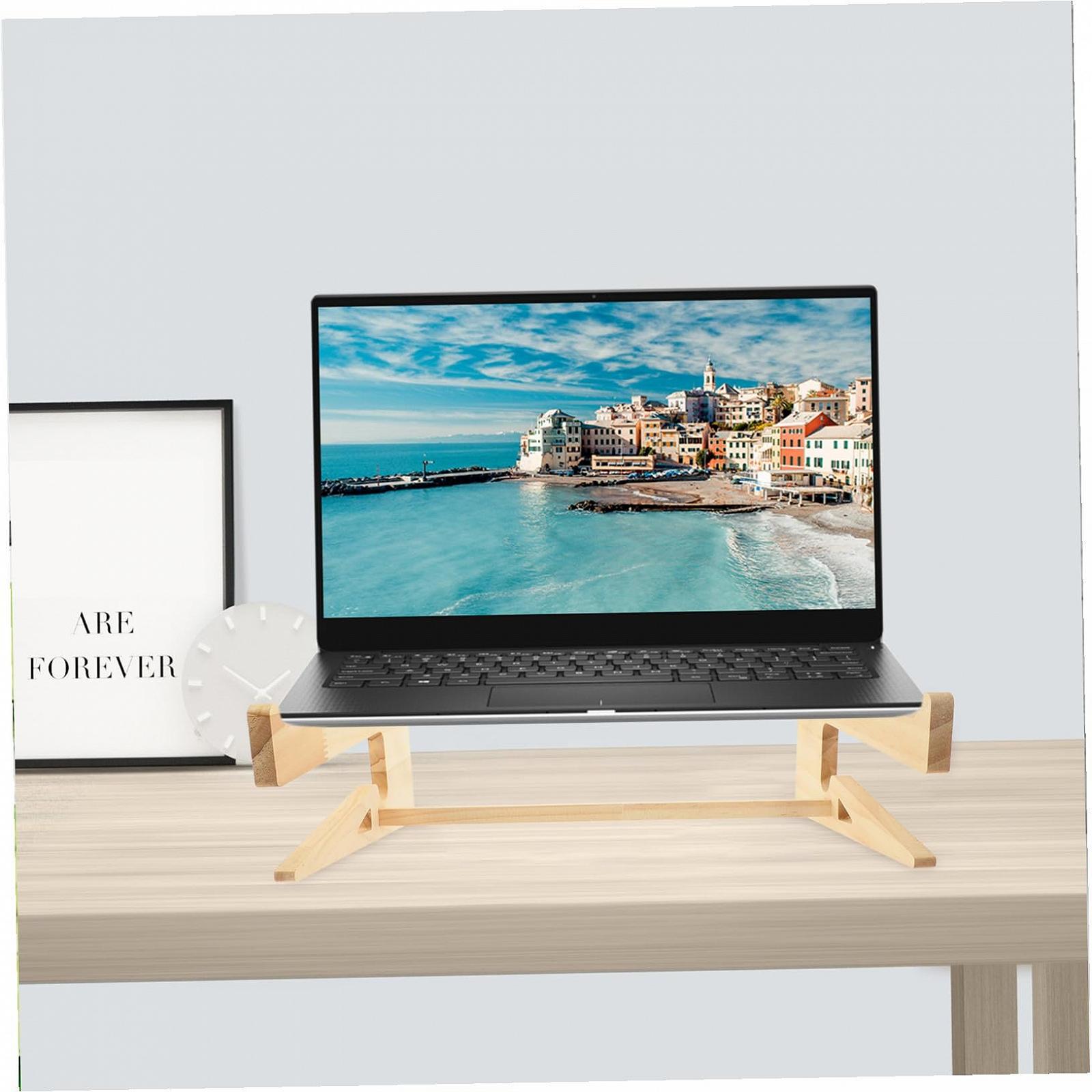 Подставка для ноутбука Деревянная, Приподнятая Подставка для ноутбука Компактная и Легко Вентилируемая для Охлаждения Эргономичная Подставка для Офиса Дома и Использования, фото №5