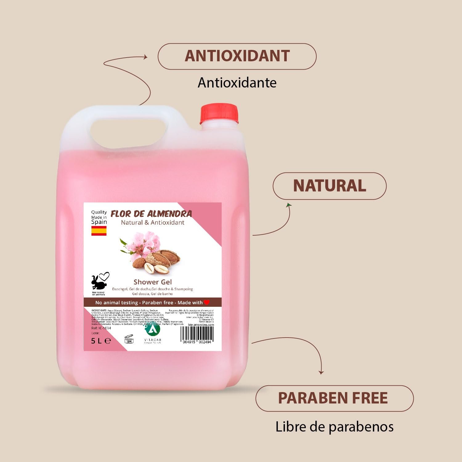 Гель для душа Канистра 5 л Миндаль увлажняющий, фото №3