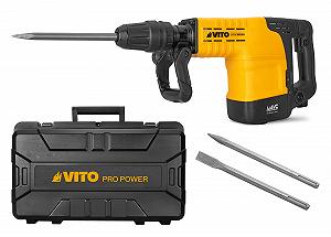 Перфоратор VITO VIMD1500 Зубило 25 Джоулей Ударная сила SDS-Max Держатель инструмента Перфоратор 1500 Вт 10.35 кг Вес 1000-1900 уд/мин Чемодан Включая Конусное/плоское зубило Антивибрация - Фото 1