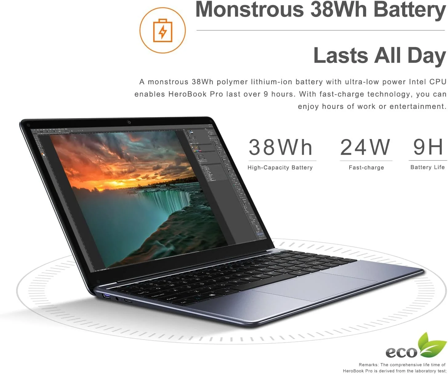 Ноутбук 14.1" CHUWI HeroBook Pro (CWI514) Intel Celeron N4020 RAM 8GB SSD 256GB Windows 11 Home Алюмінієвий корпус (UKR), фото №5